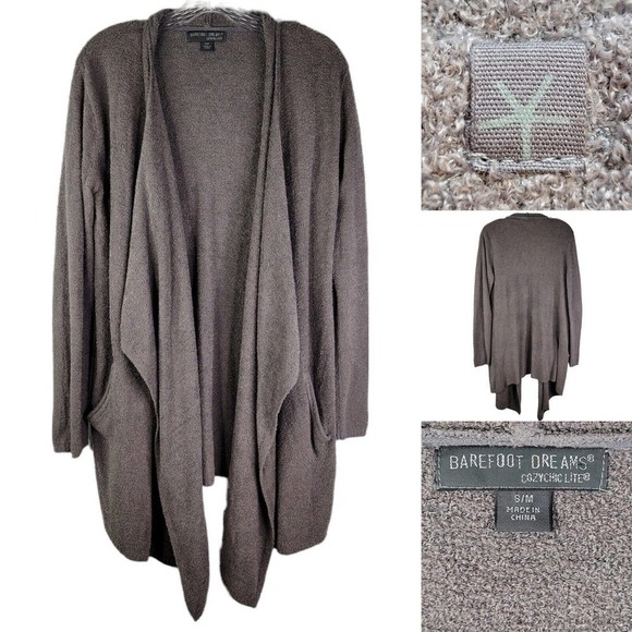 Barefoot Dreams Cozy Chic Lite Relaxed Gray # 903 Medium Cardigan Sweater - Picture 1 of 9